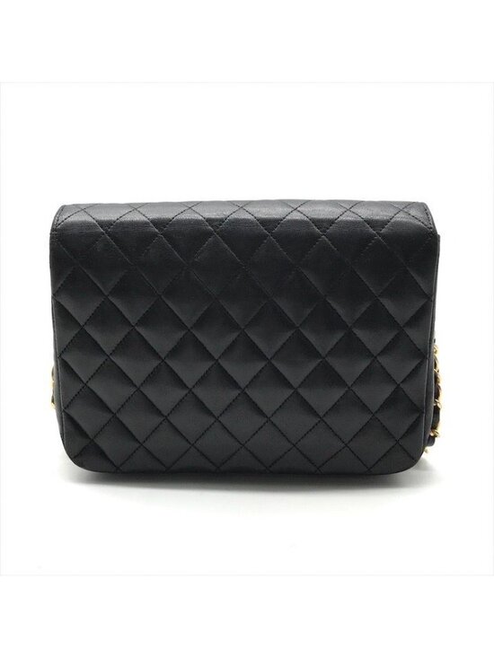 Chanel CC Logo Push Lock Quilted Lambskin Chain Shoulder Bag Black - Picture 2 of 10